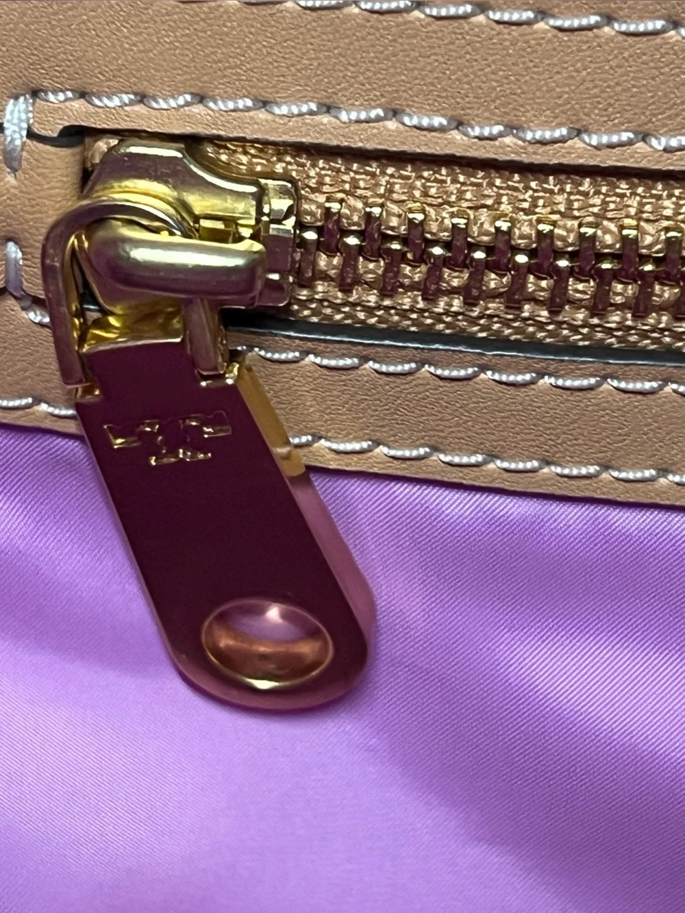 Tory Burch Pink Floral Tote with Tan Leather Trim